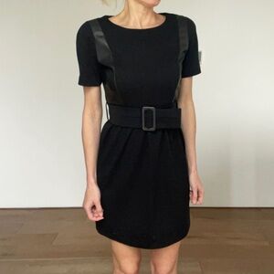 Black Mini Sheath Dress with Puff Sleeves for Cocktail